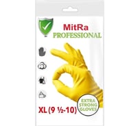 Перчатки резиновые хозяйственные размер 9-9,5 желтые (XL), 1 пара 64гр MitRA 139230
