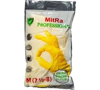 Перчатки резиновые хозяйственные размер 7-7,5 желтые (M), 1 пара 54 гр MitRA 139210