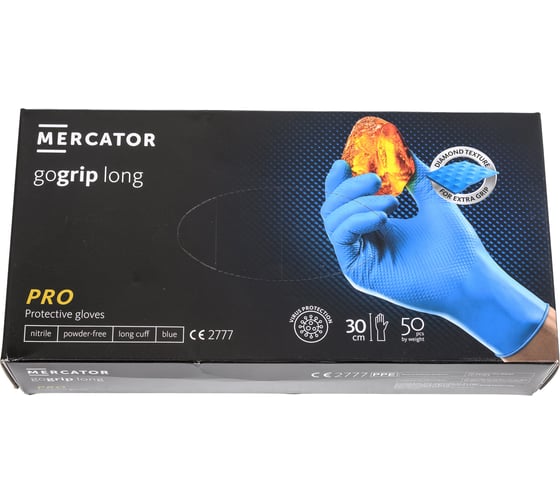 Профессиональные нитриловые перчатки gogrip синие, удлинненные 300 мм, размер L, 25 пар. RP30031004_0001
