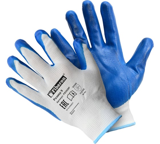 Перчатки Fiberon Антискользящие, полиэстер, нитриловое покрытие, р. 9/L, 1 пара 120862