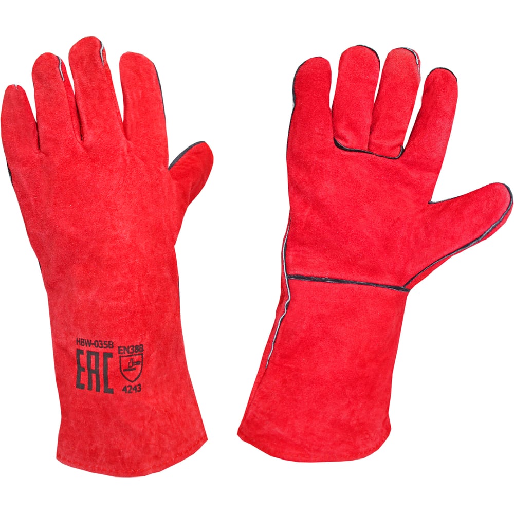 Спилковые пятипалые краги сварщика Optima ТРЭК HBW-035B &HBW-035B_0 ...