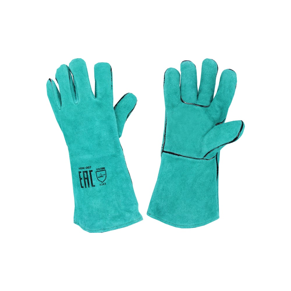 Спилковые пятипалые краги сварщика Optima Малахит HBW-007 - выгодная ...