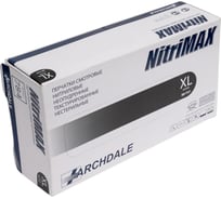 Перчатки смотровые неопудренные ARCHDALE NitriMax нитриловые, черные, 4г, 50 пар, р.XL B784XL