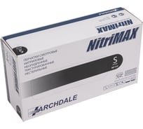 Перчатки смотровые неопудренные ARCHDALE NitriMax нитриловые, черные, 4г, 50 пар, р.S B784S