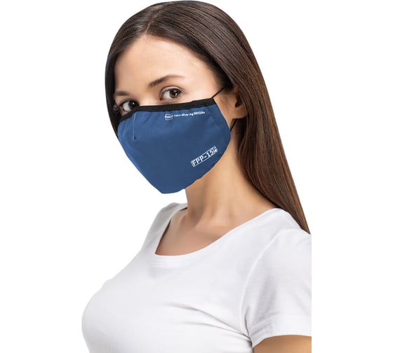 Полумаска RINIDI Silver Nano Royal Blue Silver, 4-х слойная FPP-15 Nano-blue