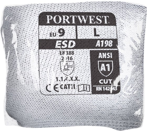 Антистатические перчатки PORTWEST VA198, в упаковке, с ПУ покрытием на пальцах, размер M VA198G7RM