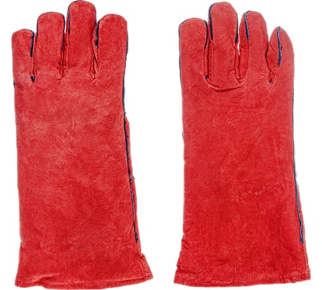 Спилковые утепленные краги с искусственным мехом Gigant красные GHG-05