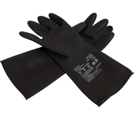 Перчатки Armprotect КЩС тип 1 (К80, Щ40, 0,7 мм), латексные с напылением, черные, LX-510, M (8) LX-510 4620207780916 1