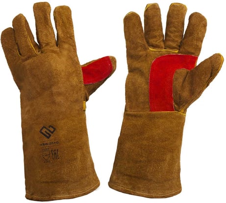 Краги сварщика Оберон спилковые пятипалые желтые Basic () (в уп 12, в кор 60) HBW-051O_BS