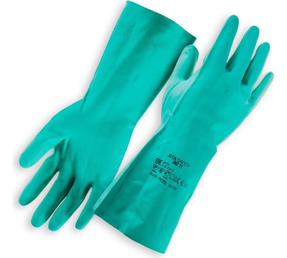 Химические нитриловые перчатки Jeta SafetyJN711 размер XXL/11 (80/50), зеленые JN711-XXL