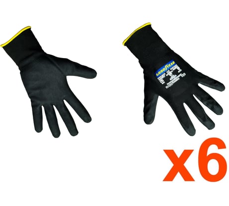 Упаковка рабочих перчаток Goodyear покрытие микропена №9 (6 пар в упаковке), 20-874N9-6