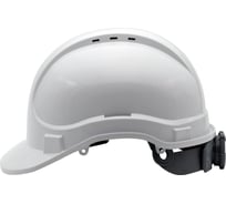Защитная каска ЕЛАНПЛАСТ Ай-Прайм Эксперт (белая) в комплекте с подбородочным ремнем с четырьмя точками крепления (К-061) КАС-061
