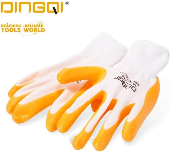 Перчатки рабочие DINGQI 6 пар, L-XL, с нитриловым обливом 91004