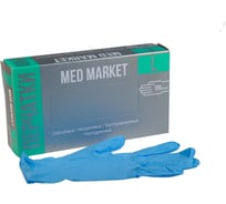 Нитриловые смотровые неопудренные перчатки Med Market размер L, голубые MedNL