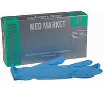 Нитриловые смотровые неопудренные перчатки Med Market размер M, голубые MedNM