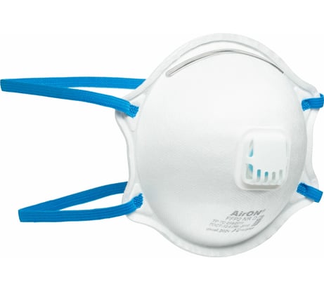 Респиратор-полумаска AirON  FFP2 с боковыми ушками, 202, с клапаном, 10 штук в упаковке AG0004
