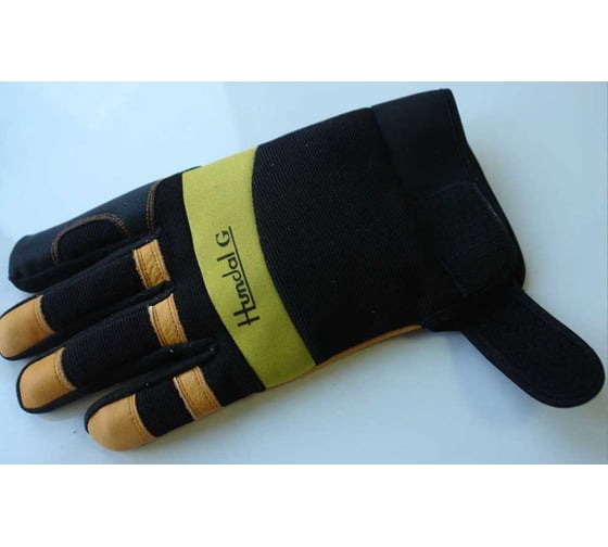 Перчатки для выполнения механических работ Hundal Mechanical glove yellow grain leather with front palm усиленная ладонь, пальцы, застёжка липучка Н-1364