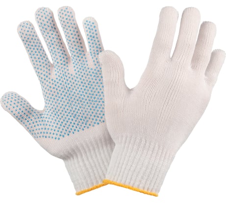 Трикотажные перчатки с ПВХ-покрытием Фабрика перчаток 10 класс, 3 нити, белые 3-10-Л-БЕЛ-(S)