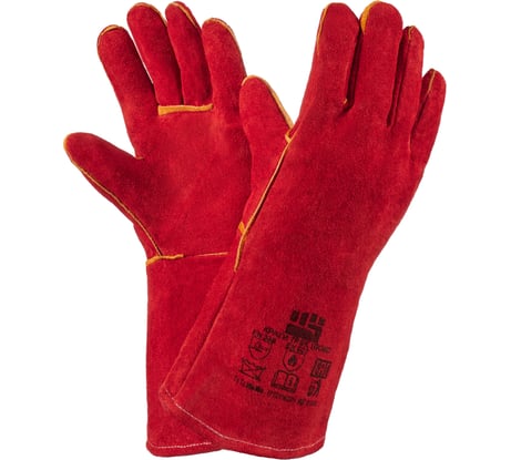 Спилковые краги Фабрика перчаток Трэк Люкс Красные ПЕР-ТР-PW-120