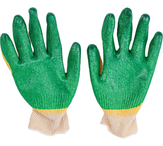 Перчатки хлопчатобумажные двойной облив (латекс желто-зеленый) Спец 13 класс, 250 пар И-8076-И/БЭ/250 1
