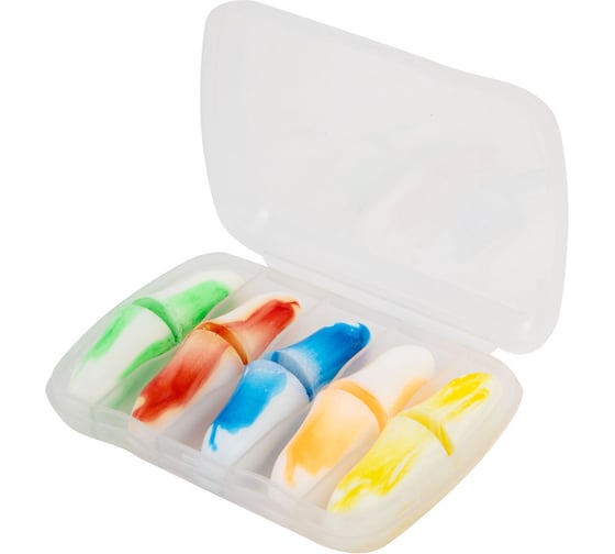 Беруши одноразовые RABBITEX пенополиуретановые двухцветные КОМПЛЕКТ 5пар в контейнере 671318 1