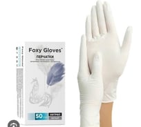 Перчатки нитриловые белые Foxy 3,5гр, 100 шт/ 50 пар, размер M 205638 4631161477424