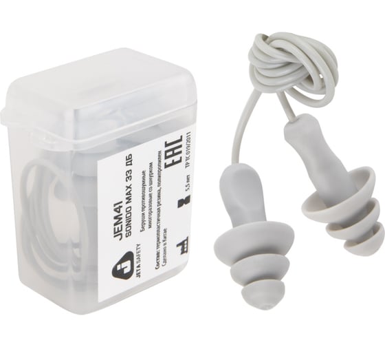 Беруши Jeta Safety 33дБ многоразовые термопласт со шнурком в чехле JEM41 1