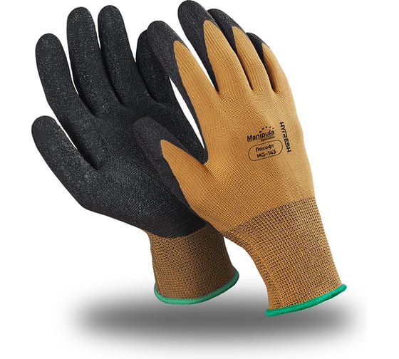 Перчатки Manipula Specialist ЛАСОФТ (MG-143), полиэфир, латекс частичный, оверлок, цвет коричневый (РФ) (11), пар, Пер 768/11 1