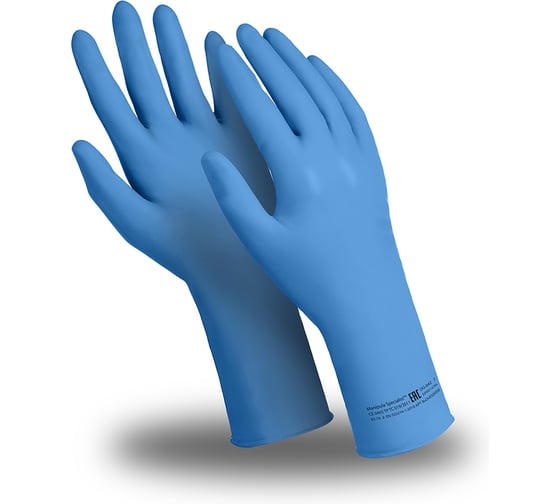 Перчатки Manipula Specialist ЭКСПЕРТ (DG-029), нитрил, 0.23 мм, неопудренные, текстурированные, цвет синий (10), пар, Пер 605/10 1