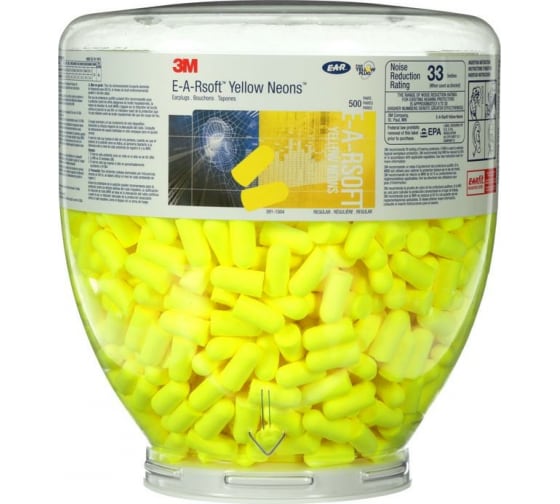 Противошумные одноразовые вкладыши в колбе для диспенсера 3М E-A-Rsoft Yellow Neon PD-01-002 7000038202 1
