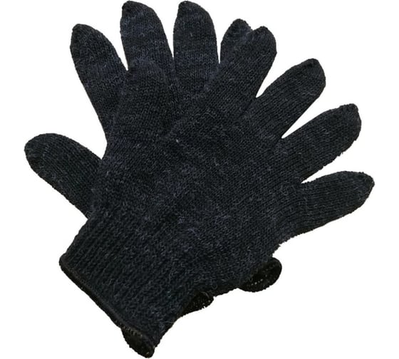 Перчатки Jetservice 230х120х50, ХБ, полушерсть, двойная вязка, черные, 5 пар ППШ-5 1