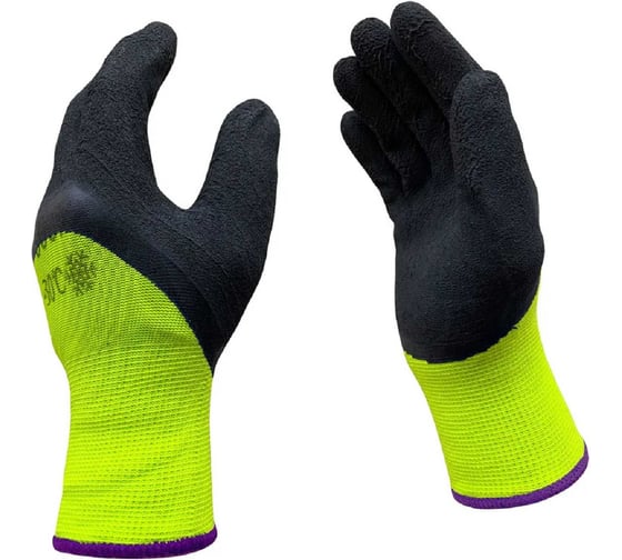Утепленные перчатки Master-Pro ХАНТЫ (ЧУЛЫМ) 20 пар, махровые акриловые с рельефным латексным покрытием 3/4, 10 размер, 10520-AQL-LG-10-20