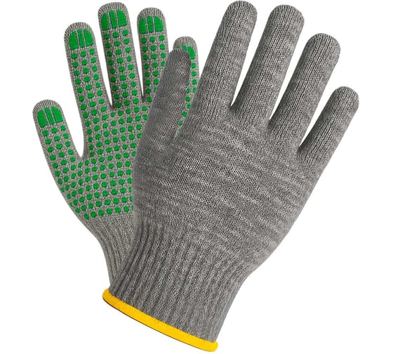 Перчатки трикотажные с точечным покрытием ПВХ ALUKOMTOOLS серые, размер L 50 пар АТ-ХБ10/50 1