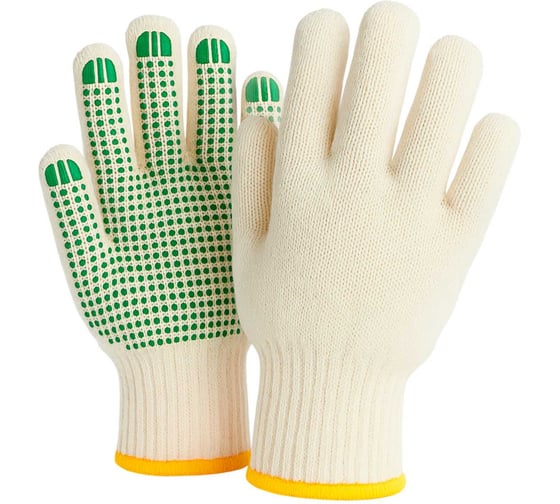 Перчатки трикотажные с точечным покрытием ПВХ ALUKOMTOOLS, белые, размер L 50 пар АТ-ХБ/50 1