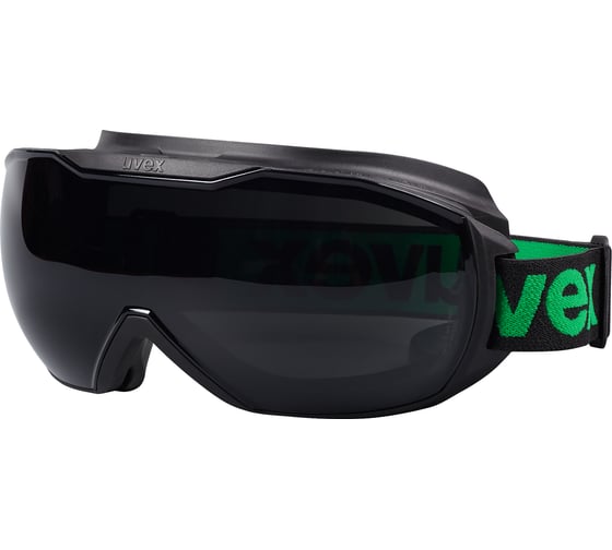 Очки закрытые Uvex Мегасоник, линза: серая для газосварки, 5 (Г2), обтюратор: черный, зеленый, арт. 9320045 1