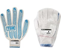 Перчатки TDM ELECTRIC х/б с ПВХ, Протектор, белые, 10, 10 пар, упаковка 10 штук SQ1016-0201