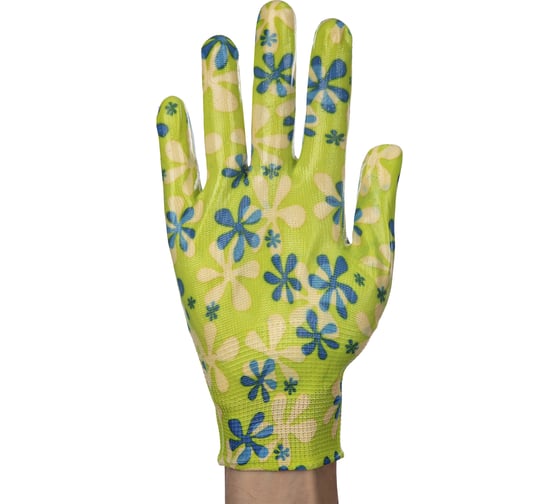 Перчатки нейлоновые тонкие садовые NewLine с нитриловым покрытием ладони и пальцев, разм. L, 120 пар 168107_120 1