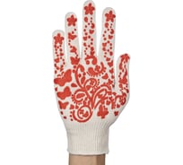 Перчатки NewLine х/б с ПВХ покрытием Цветы, ПВХ красный, синий, зеленый, 13кл., 48 гр., 50 пар 168065_50