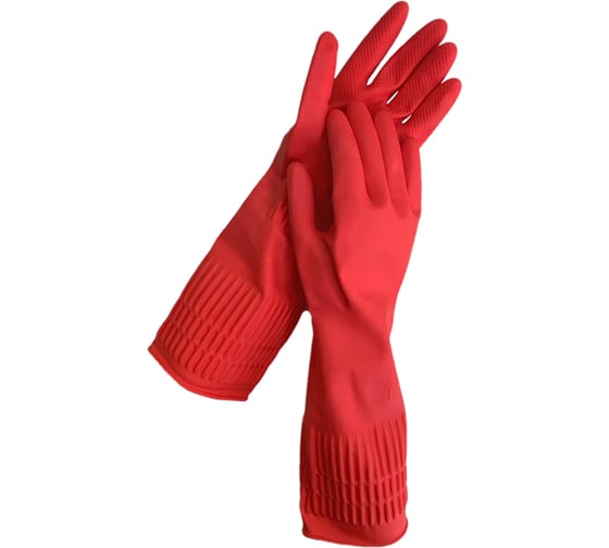Многоразовые перчатки LAIMAЕ латексные c длинной манжетой25 см красные р M средний, вес 75г, 700529 1