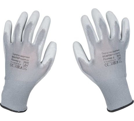 Перчатки для защиты от ОПЗ Scaffa Базис PU1350P-DG размер 9 00-00012435