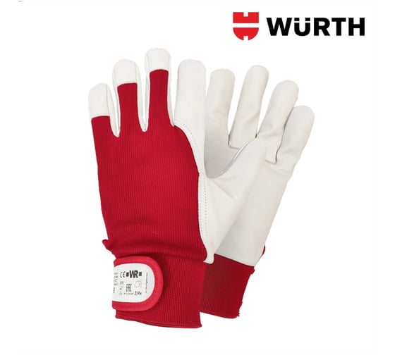 Перчатки рабочие кожаные WR PROTECT р. 10 с липучкой велкро Wurth 1899400134228 1