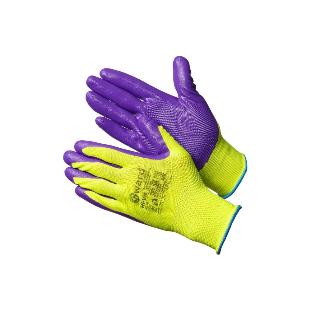 Перчатки для механических работ GWARD Hi-Vis с нитриловым покрытием, 12 ...