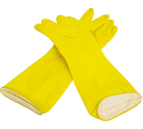 Хозяйственные латексные перчатки Komfi с х/б напылением, S, желтые 126934