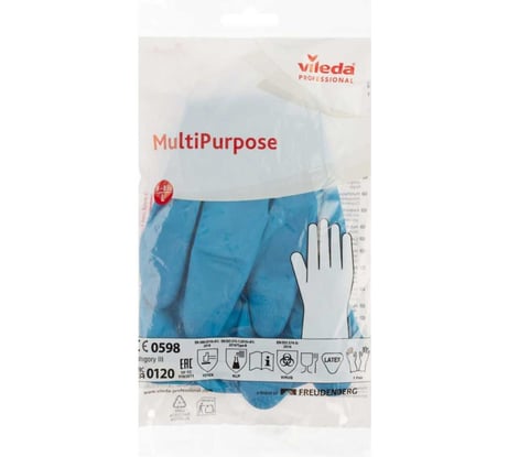 Перчатки латексные многоцелевые Vileda Professional синий, L (ст. арт. 100754) 174355