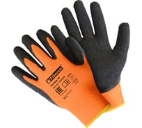 Утепленные перчатки Fiberon, акрил, вспененное латексное покрытие, в и/у, 10(XL), оранжевый+черный, 127858