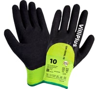 Теплые зимние перчатки GOLD MANIBUS VilliPlus 100% акрил, зеленый цвет, со вспененным латексным покрытием р.10 (XL) 12/120 GM-1009L-10