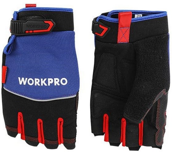Перчатки механика беспалые WORKPRO PRO L (дышащий материал, встроеное полотенце ,ширина по ладони 112мм) , WP371019