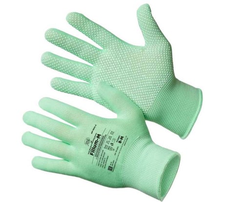 Перчатки нейлоновые GOLD MANIBUS Green Edition с покрытием микроточка р.8 (M) 12/240 GM-1001L-8 Fillum-M