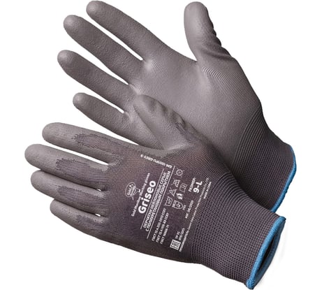 Перчатки нейлоновые GOLD MANIBUS Griseo серые с полиуритановым покрытием р.9 (L) 12/240 GM1001PU-grey- 9