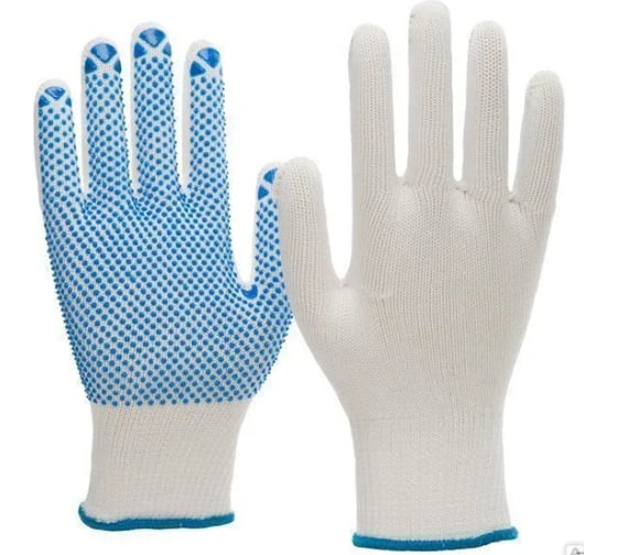 Перчатки трикотажные ООО "ТК "НИЖТЕКСТИЛЬ" 10 класс, 4 нити, ПВХ точка, белые, 500 пар П 08 1